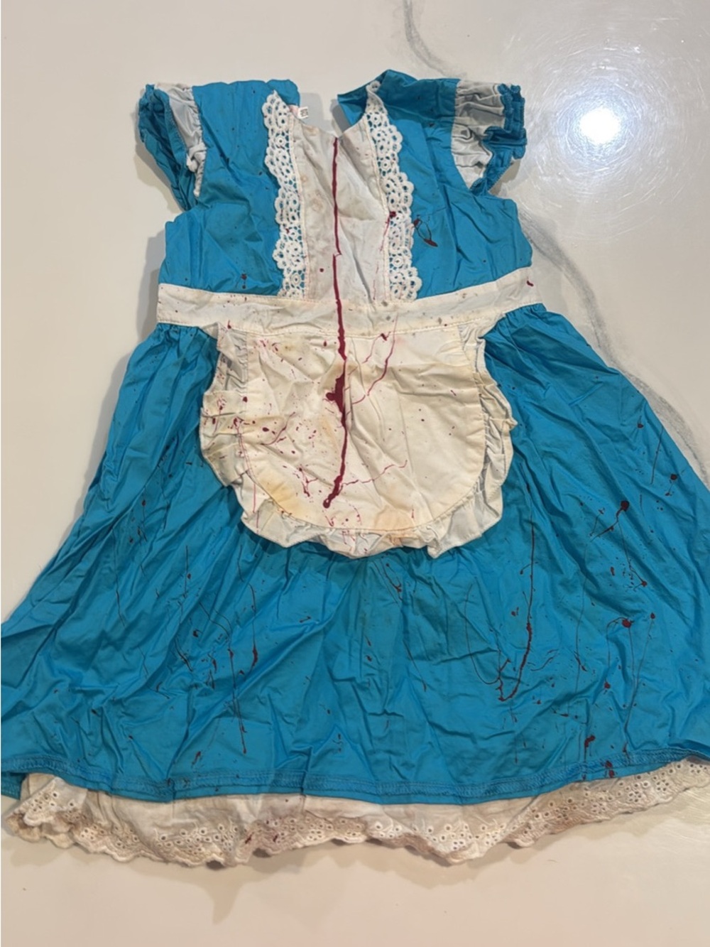 Creepy doll girls Costume Dress with White Apron